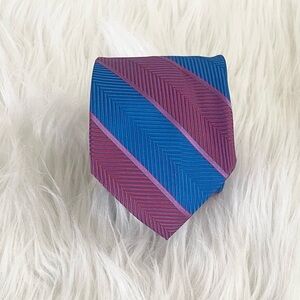 VINTAGE ZIANETTI Men’s Blue Purple Striped Tie Italian Silk Collection EUC 59”